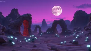 エイリアンの砂漠と月