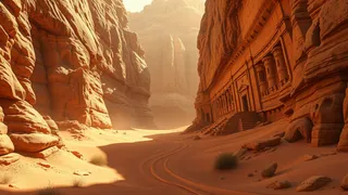 砂漠の渓谷遺跡