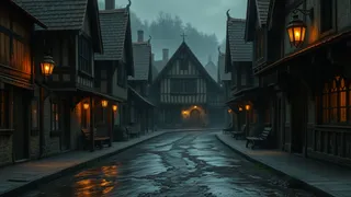 中世の村（雨）