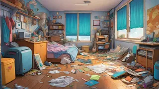 散らかった部屋